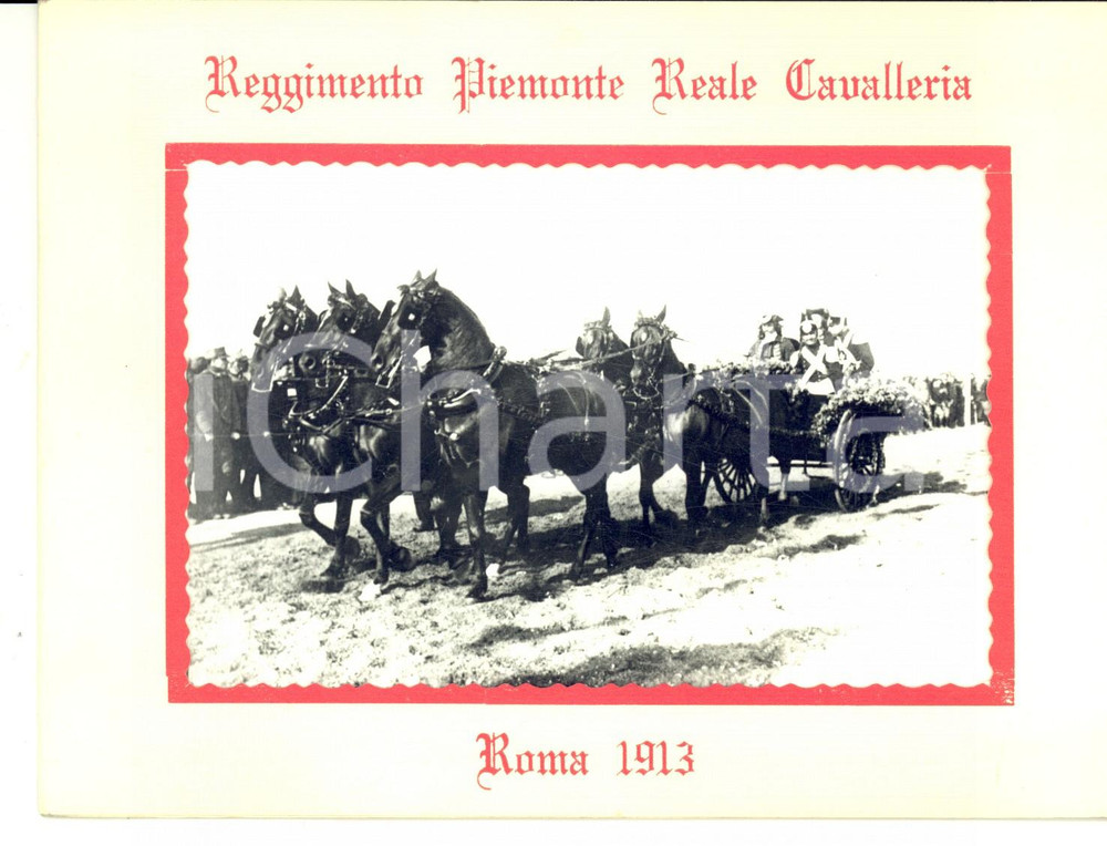 Oggetto da collezione cartaceo 1960 ca ROMA Reggimento Piemonte REALE CAVALLERIA Biglietto carrozza 1913 1