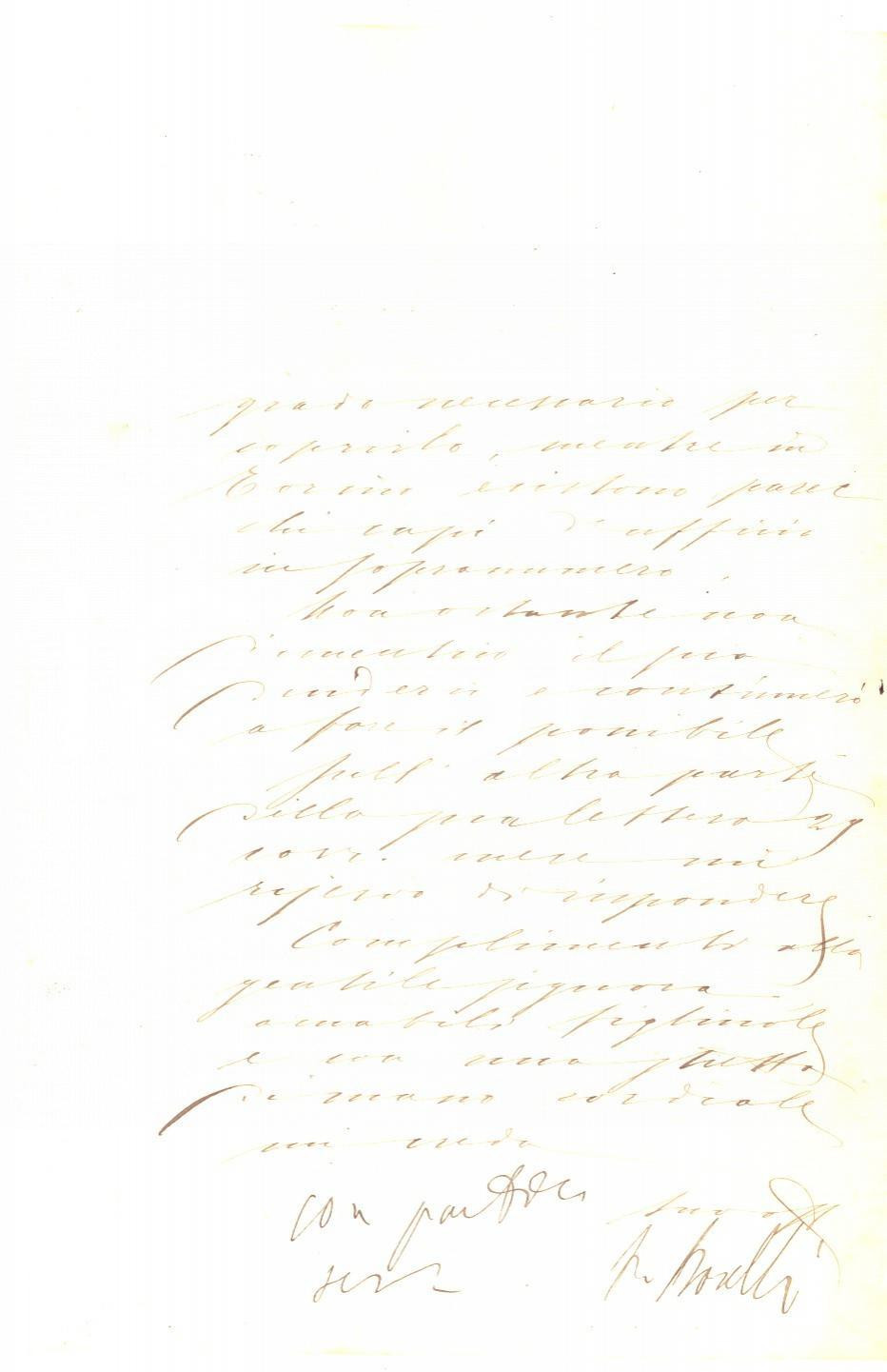 Autografo originale 1889 ROMA Paolo BOSELLI a un aspirante funzionario privo di requisiti Autografo 1