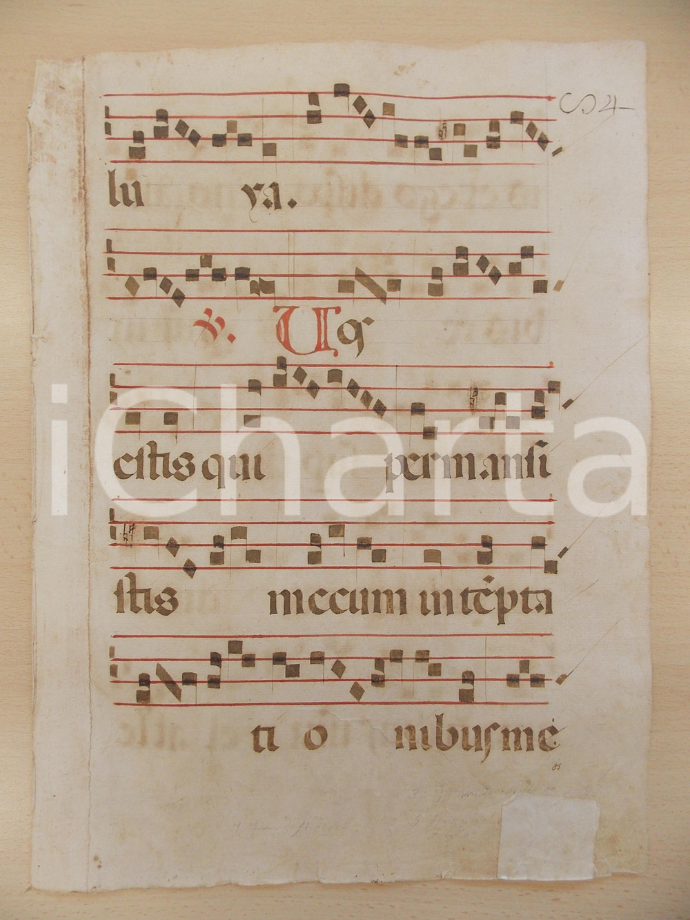 Libro, pubblicazione d epoca 1600 ca ANTIFONARIO ROMANO Pagina manoscritta canti rosso nero Salmo VOS ESTIS 1