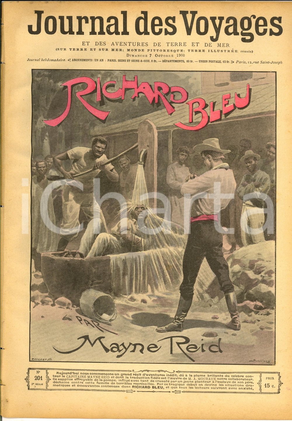 Giornale, rivista storica 1900 JOURNAL DES VOYAGES Richard Bleu  MAINE REID Revue ILLUSTREE nÂ° 201 1