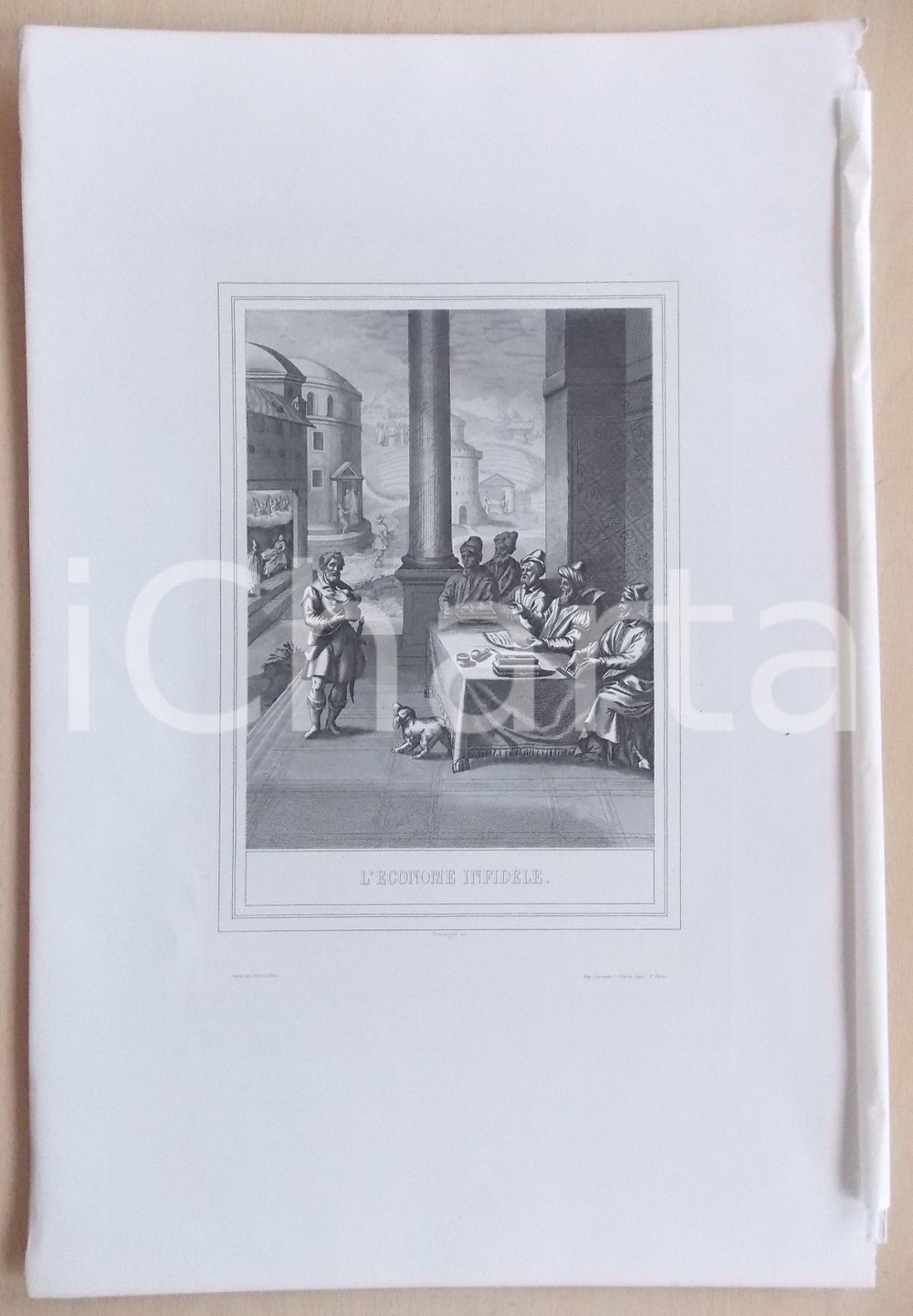 Stampa, bozzetto originale 1853 VIE DE N. S. JESUS CHRIST L econome infidÃ¨le Gravure 28 x 42 1
