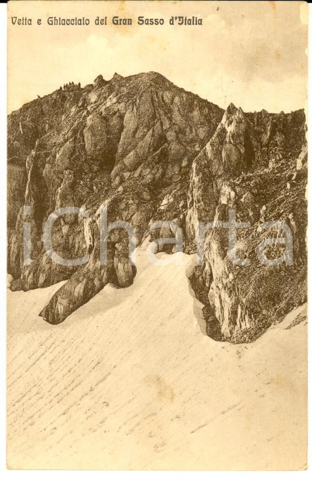 Cartolina originale da collezione 1936 GRAN SASSO D ITALIA Vetta e ghiacciaio Cartolina MASTAI a Erberto PAPINI 1