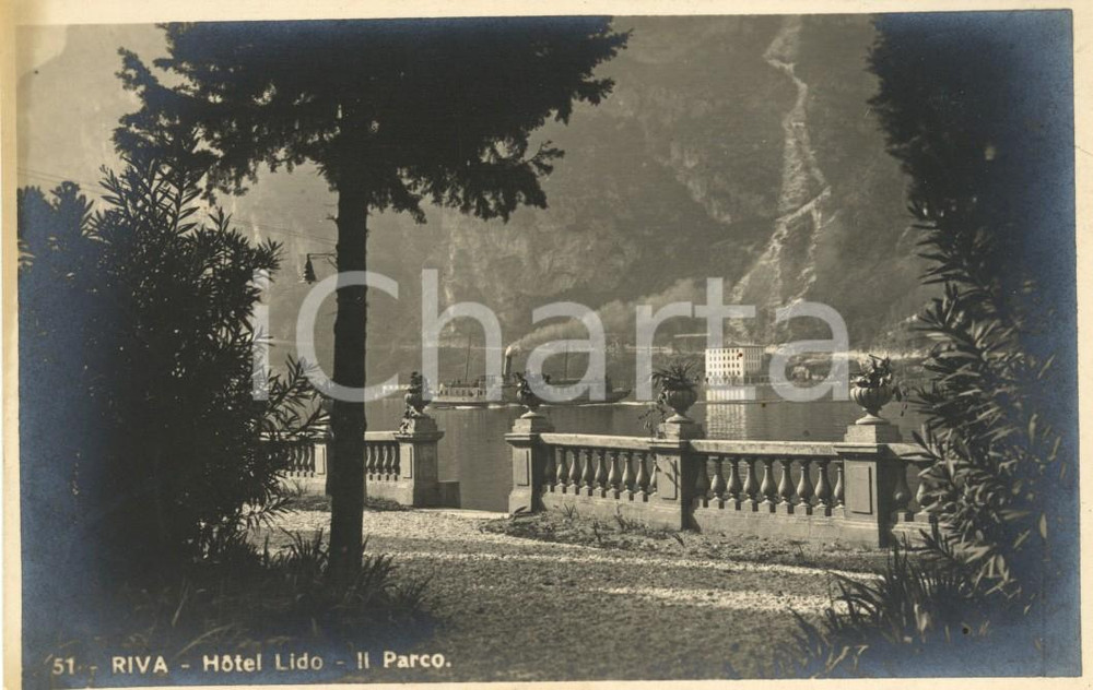 Cartolina originale da collezione 1930 ca RIVA DEL GARDA TN Veduta del parco dell hotel LIDO Cartolina FP NV 1