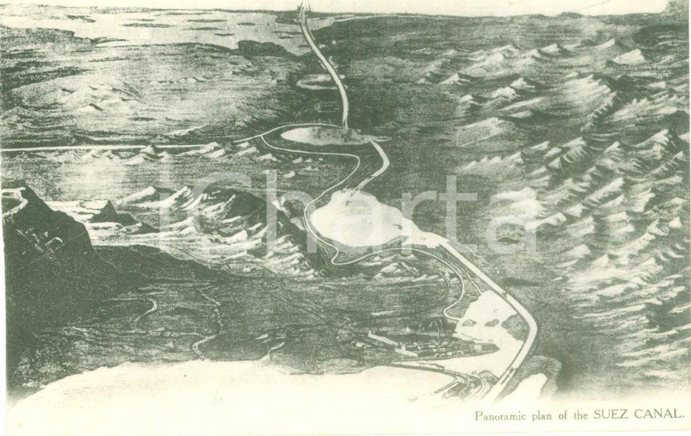 Cartolina originale da collezione 1930 ca PORTO SAID EGITTO Panoramica del CANALE DI SUEZ Cartolina FP NV 1