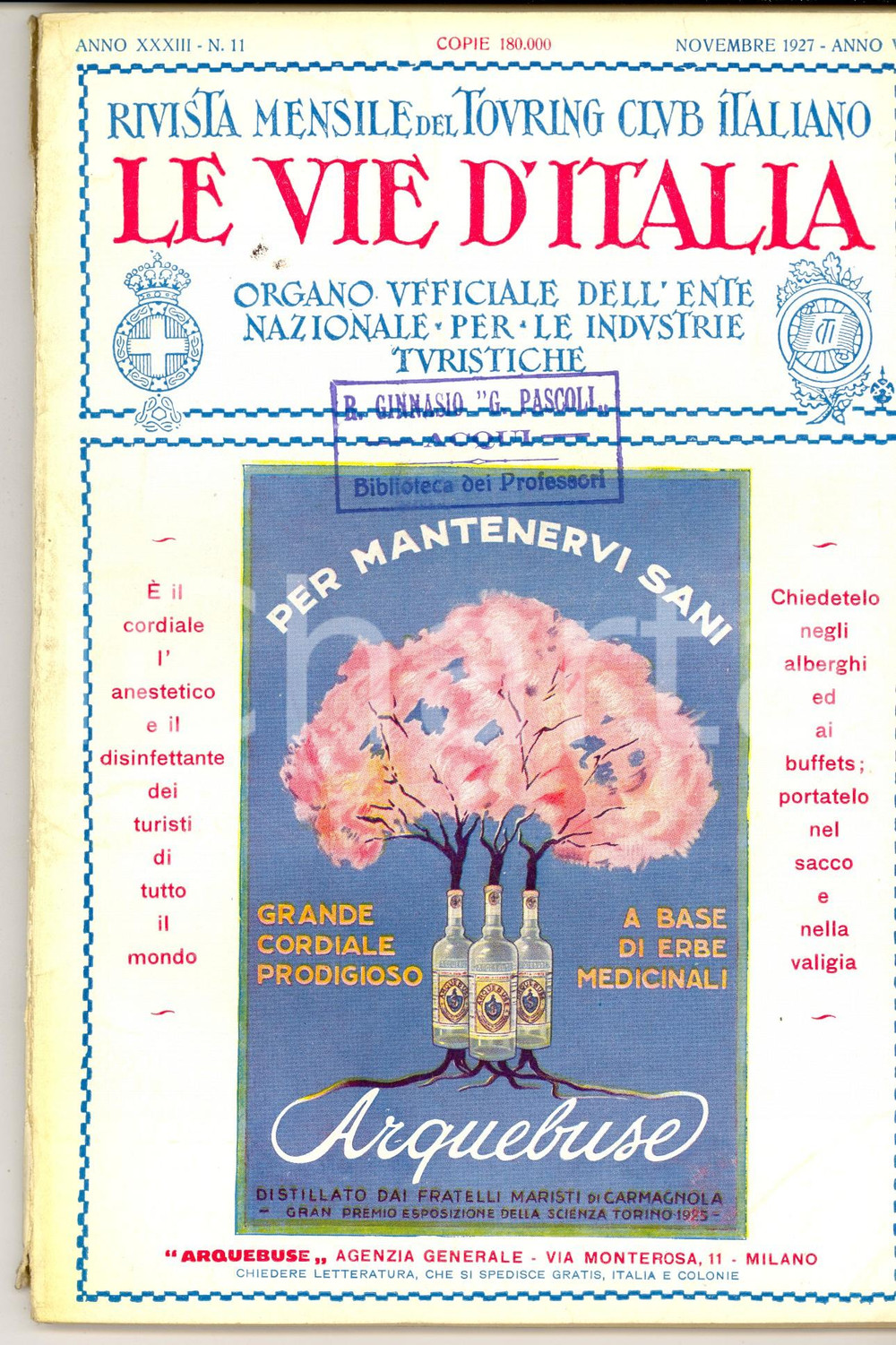 Giornale, rivista storica 1927 TOURING CLUB ITALIANO L autostrada MILANOBERGAMO Anno XXXIII nÂ°11 1