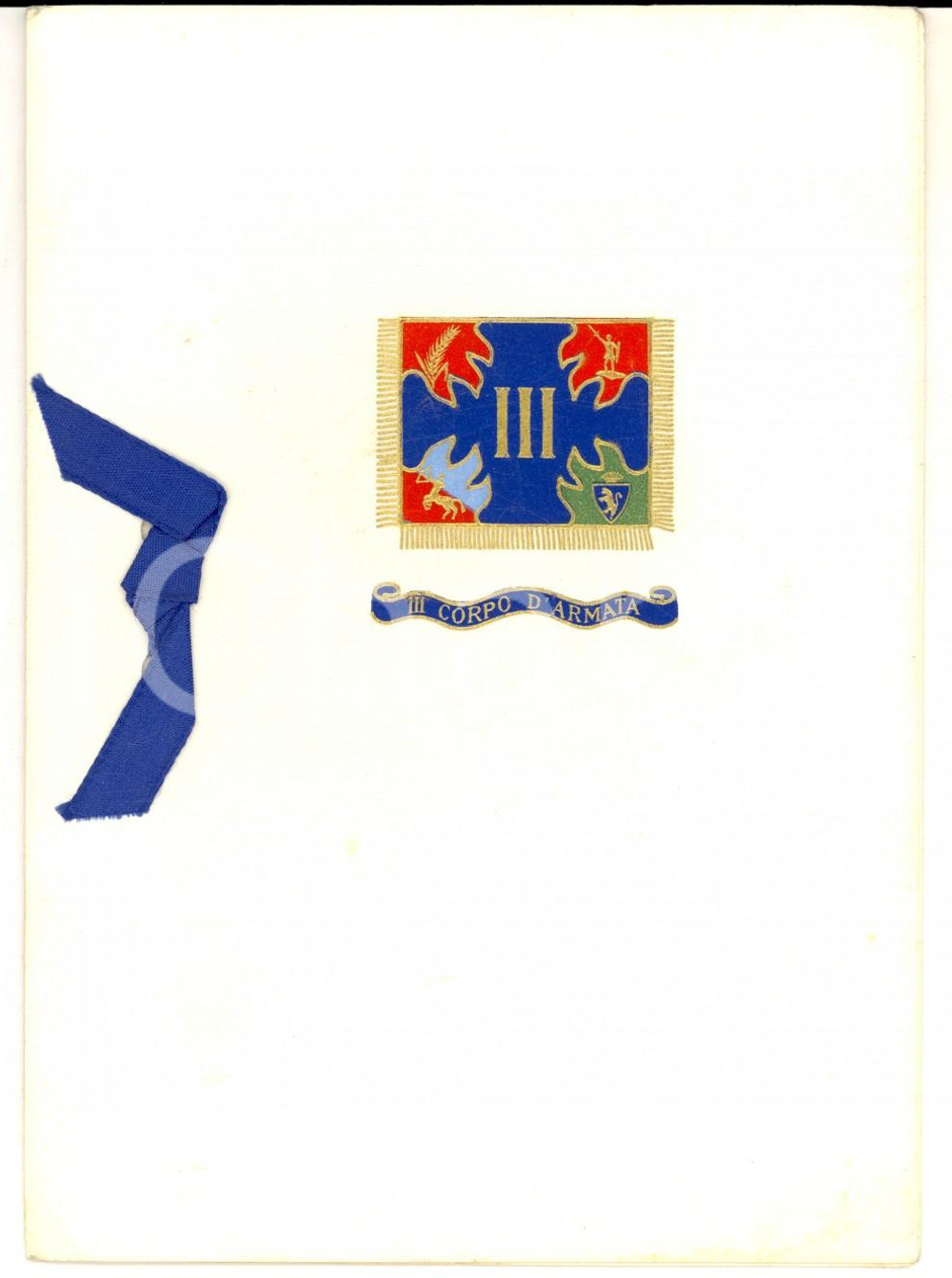 Oggetto da collezione cartaceo 1961 Comando III CORPO D ARMATA Biglietto augurale per NATALE 1