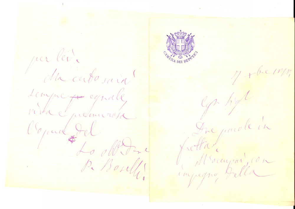 Autografo originale 1910 ca ROMA On. Paolo BOSELLI su una difficile raccomandazione AUTOGRAFO 1