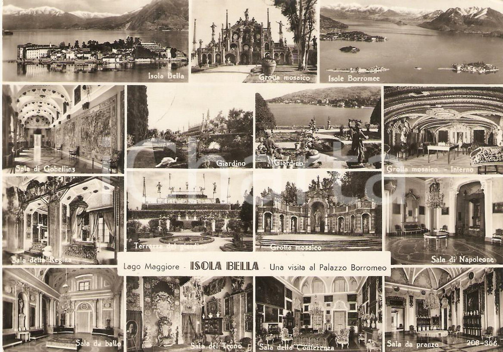 Cartolina originale da collezione 1957 STRESA VB Isola Bella Vedutine di PALAZZO BORROMEO Cartolina FG VG 1