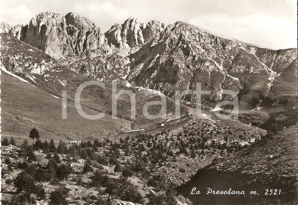 Cartolina originale da collezione 1955 VAL SERIANA BG Panorama con PRESOLANA Cartolina FG NV 1