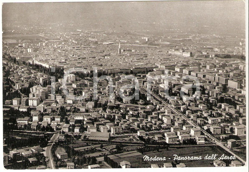 Cartolina originale da collezione 1964 MODENA Panorama della cittÃ  dall aereo ANIMATA FG VG 1