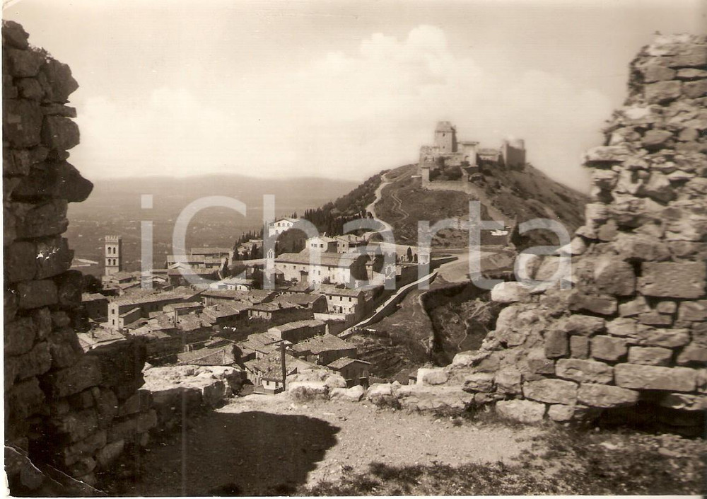 Cartolina originale da collezione 1954 ASSISI PG Panorama dalla Rocchicciola Cartolina FG VG 1