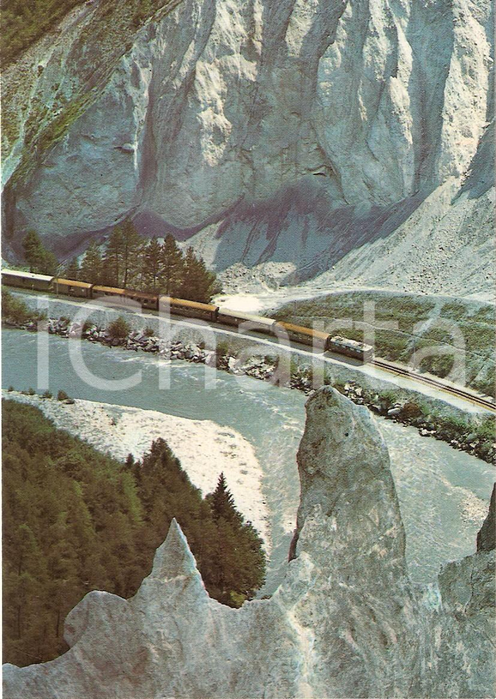 Cartolina originale da collezione 1975 ca VERSAM  VALENDAS SVIZZERA Rhatische Bahn RHEINSCHLUCHT Cartolina FG 1