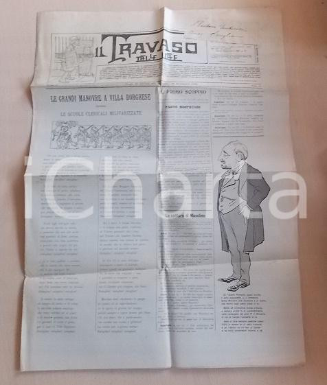 Giornale, rivista storica 1901 IL TRAVASO DELLE IDEE Le grandi manovre a VILLA BORGHESE Giornale satirico 1