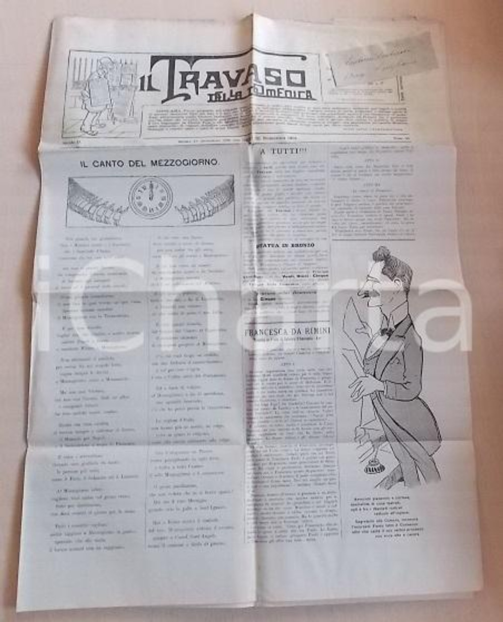 Giornale, rivista storica 1901 IL TRAVASO DELLA DOMENICA Il canto del MEZZOGIORNO Giornale satirico 1