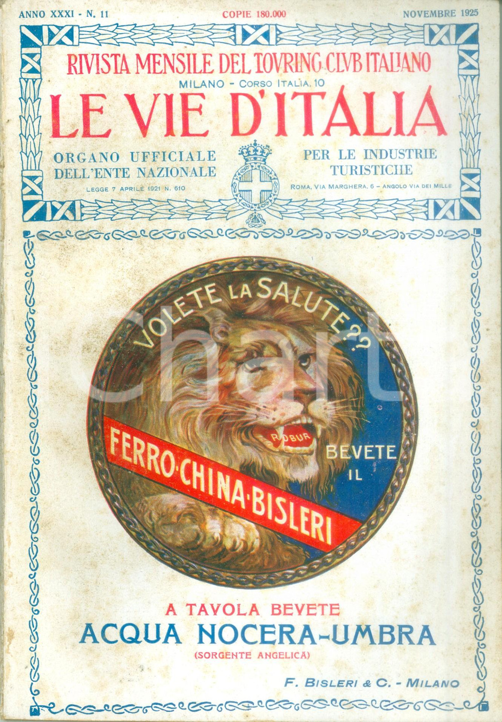 Giornale, rivista storica 1925 LE VIE D ITALIA TCI Italia all Esposizione di GRENOBLE Anno XXXI n. 11 1