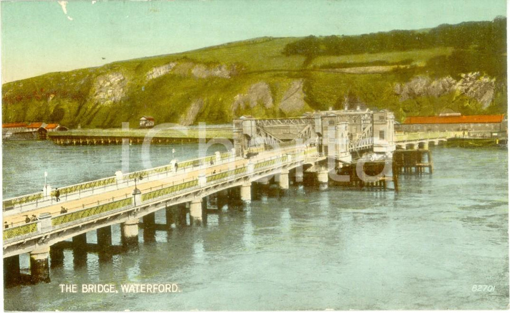 Cartolina originale da collezione 1953 WATERFORD IRLANDA Veduta del ponte Cartolina postale FP NV 1