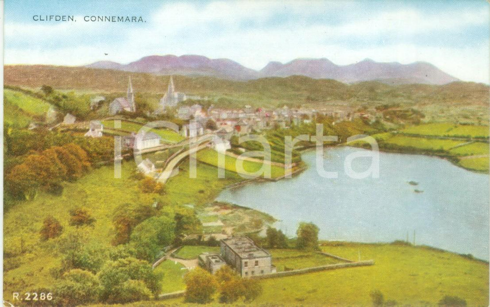 Cartolina originale da collezione 1953 CLIFDEN IRLANDA Panorama regione di CONNEMARA Cartolina postale FP NV 1