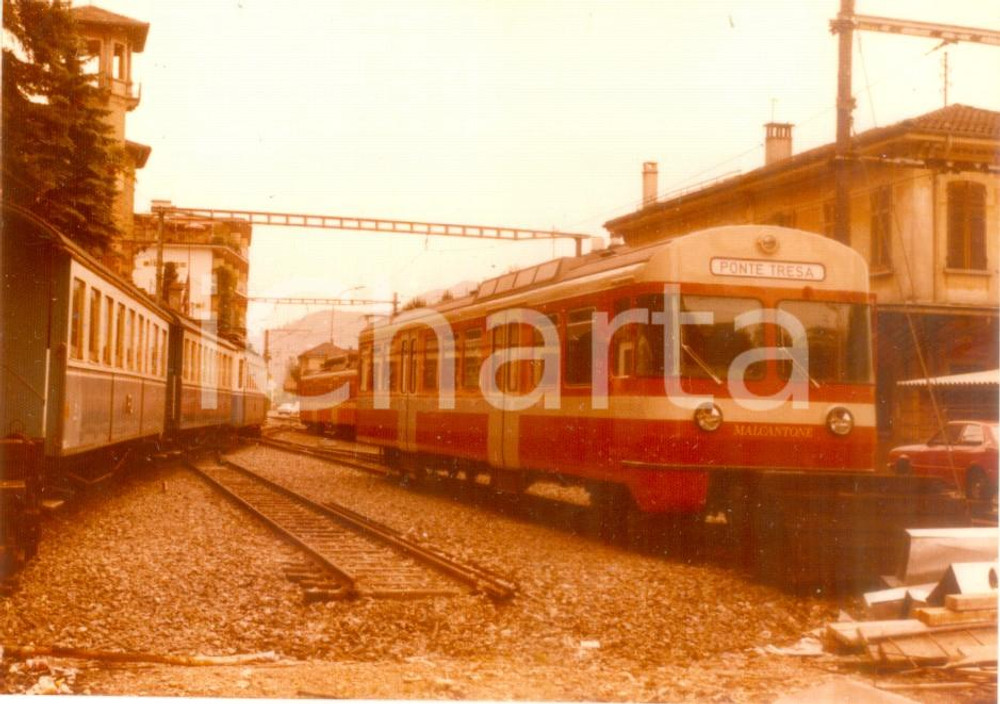 Fotografia d epoca originale 1975 ca FERROVIA LUGANO  PONTE TRESA Treno per MALCANTONE Fotografia 1