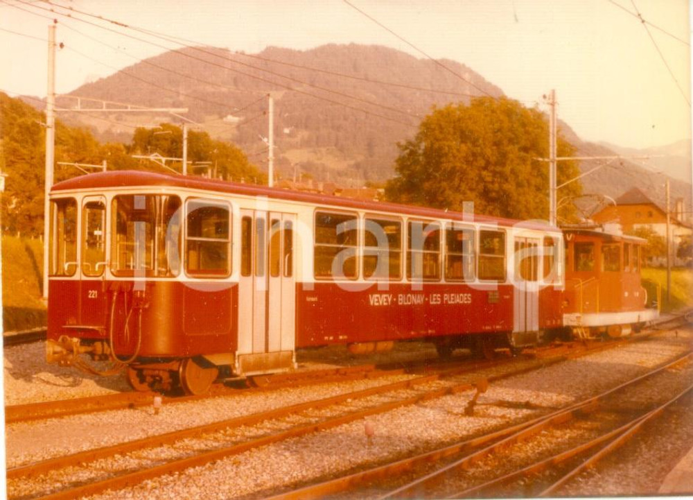 Fotografia d epoca originale 1975 SVIZZERA Ferrovia VEVEYBLONAYLES PLEIADES CEV Locomotiva 221 Fotografia 1