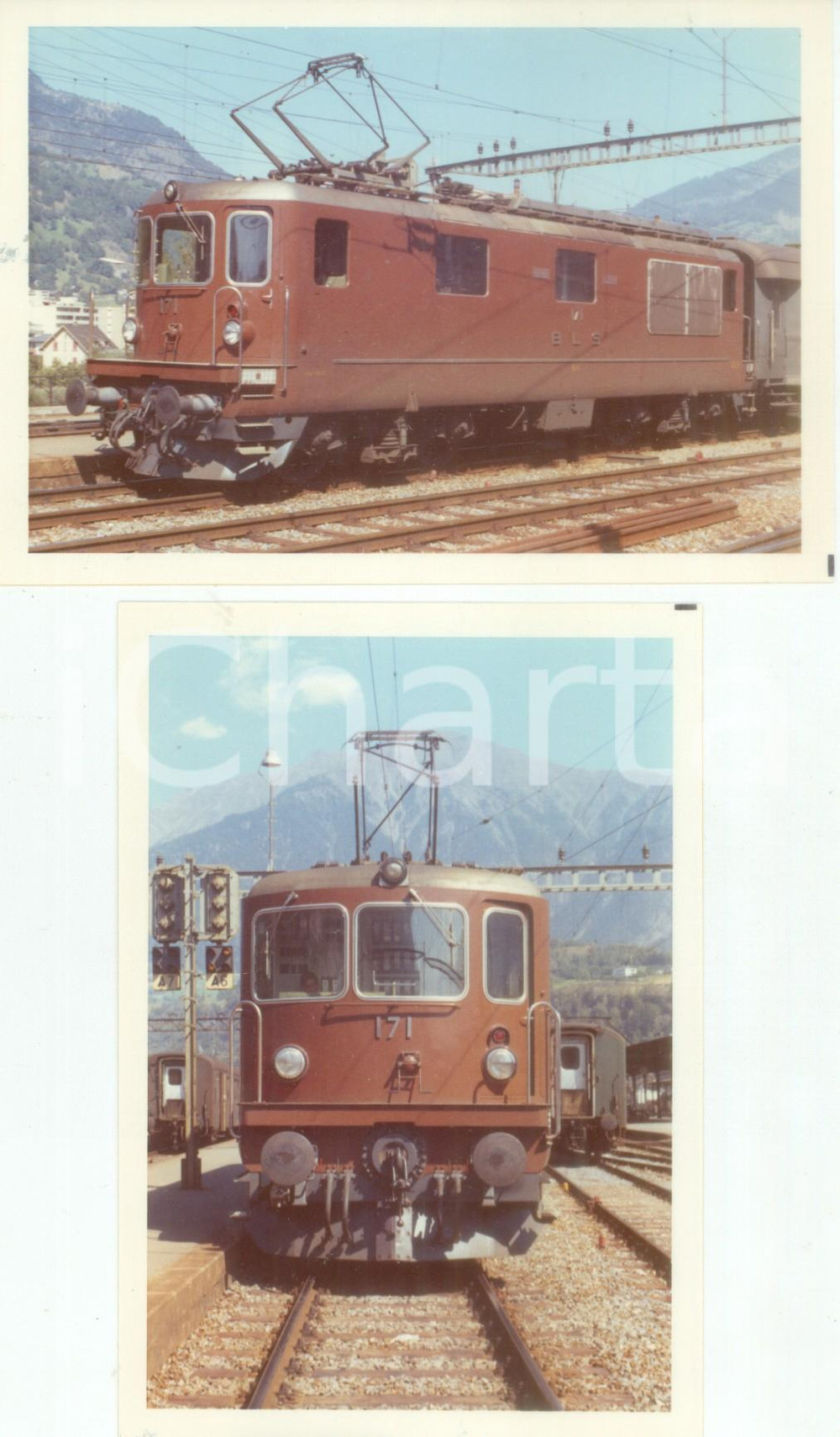 Fotografia d epoca originale 1975 ca SVIZZERA Ferrovie BERNLOTSCHBERGSIMPLON Locomotiva 171 Fotografia 1