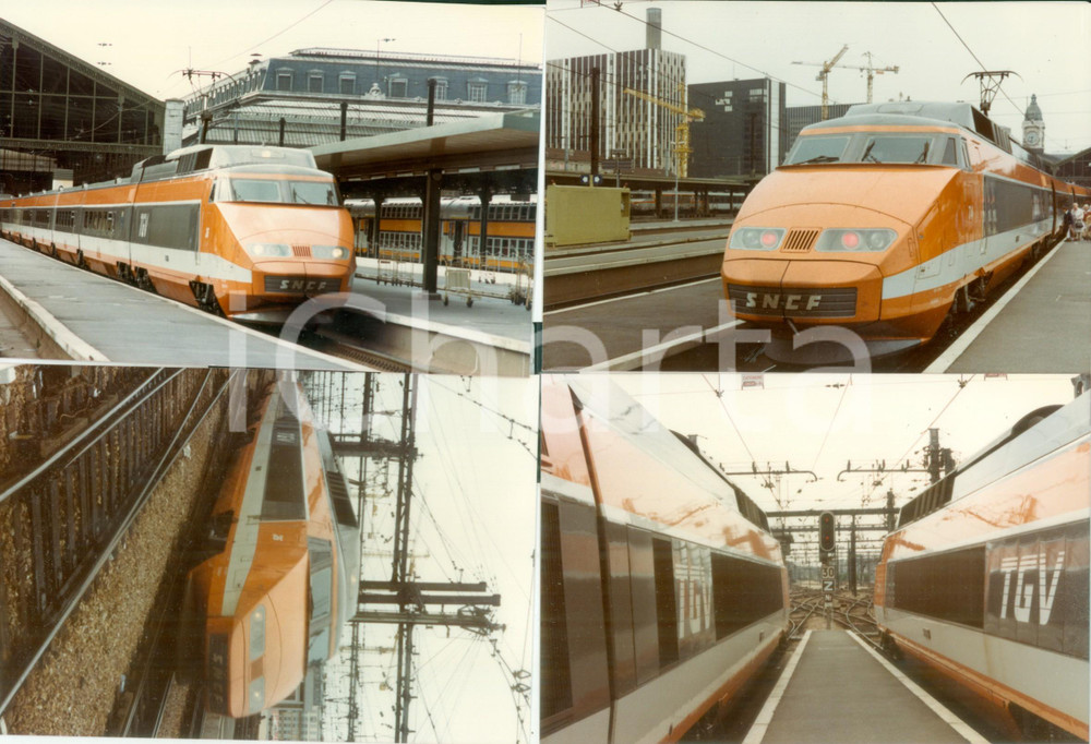 Fotografia d epoca originale 1975 ca FRANCE Locomotiva SNCF TGV in stazione Lotto 4 fotografie 1