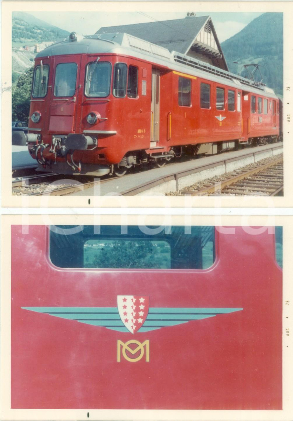 Fotografia d epoca originale 1973 SVIZZERA Ferrovie MARTIGNYORSIERES Locomotiva 8 Lotto 2 fotografie 1