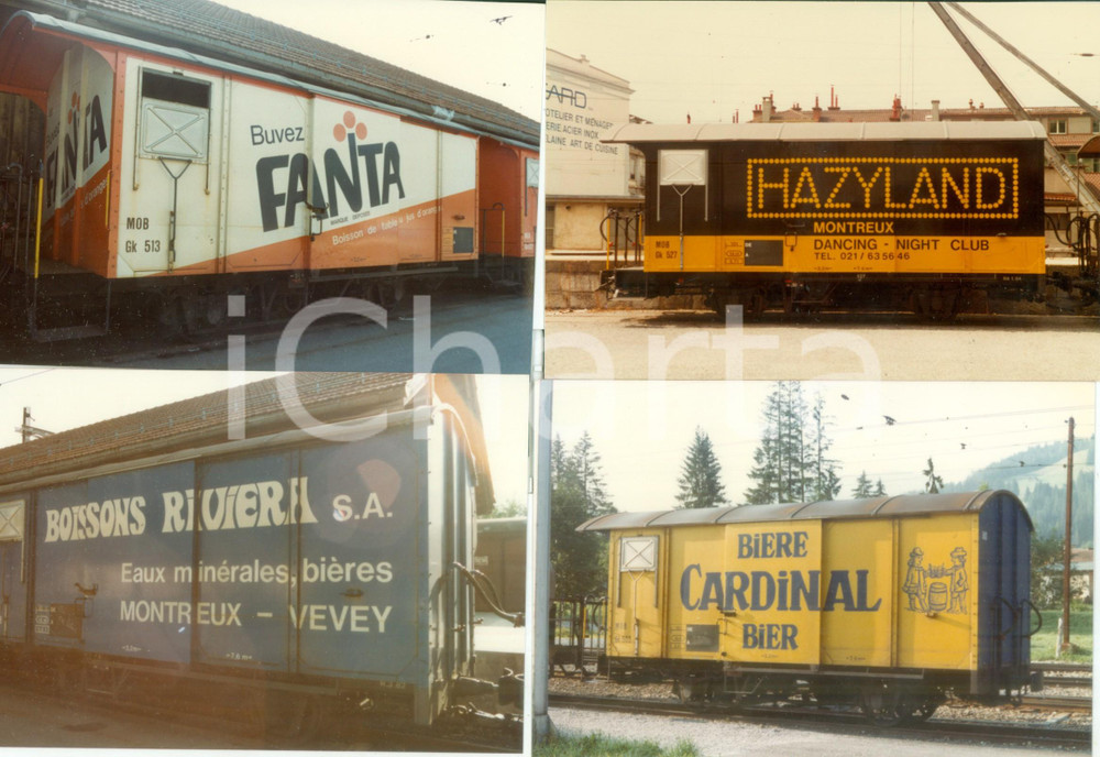 Fotografia d epoca originale 1984 SVIZZERA Ferrovie MOB Vagoni pubblicitari FANTA Night HAZILAND Lotto 4 foto 1