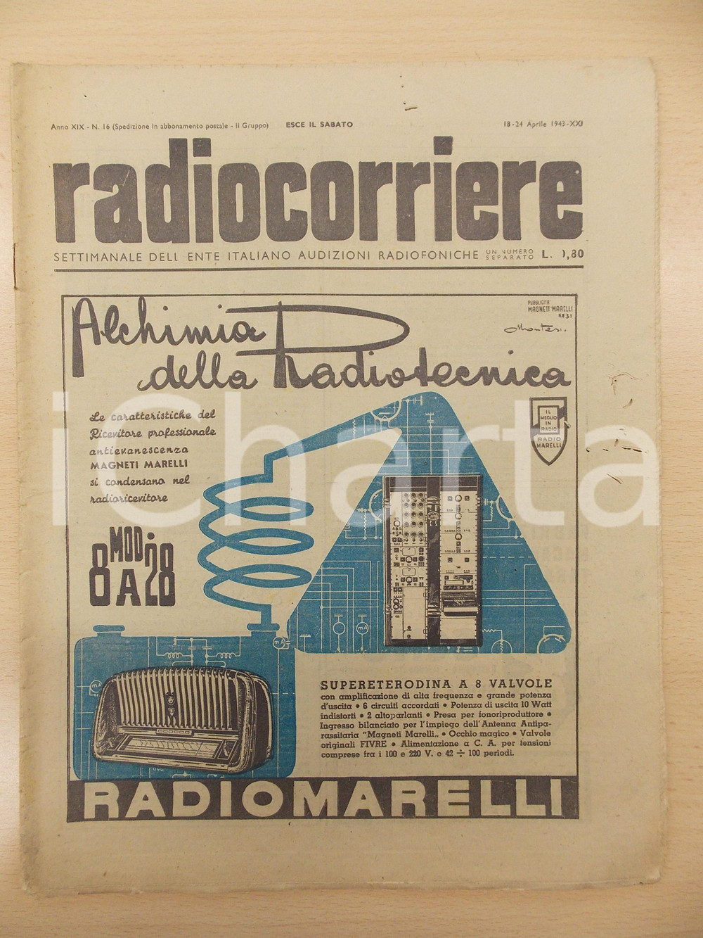 Giornale, rivista storica 1942 RADIOCORRIERE Secondo centenario della nacita di Luigi BOCCHERINI Rivista 1