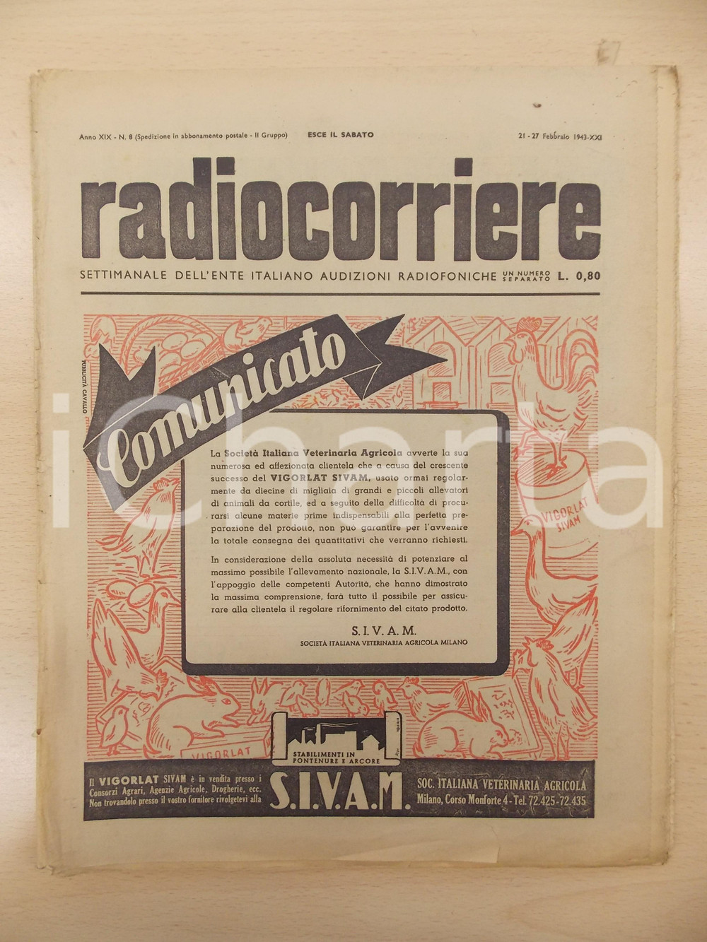 Giornale, rivista storica 1942 RADIOCORRIERE Ci si prepara per la guerra navale Vigorlat S.I.V.A.M. 1