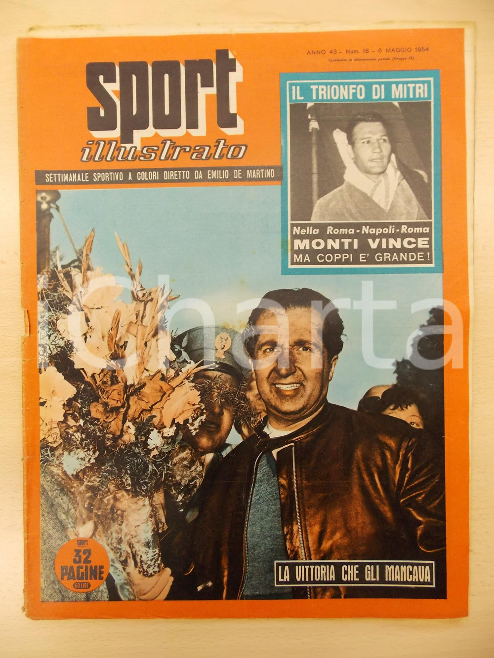 Giornale, rivista storica 1954 SPORT ILLUSTRATO Alberto ASCARI ha vinto anche la Mille Miglia Rivista 1