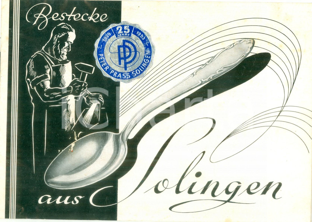 Materiale pubblicitario d’epoca 1953 SOLINGEN DE Catalogo coltelli Peter PRASS per venticinquennale ILLUSTRATO 1