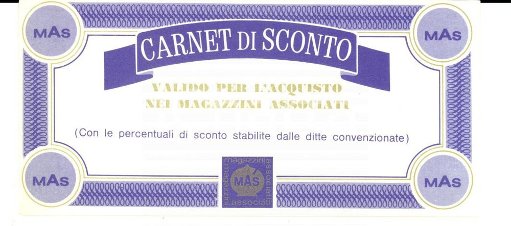 Oggetto da collezione cartaceo 1960 ca CORTINA D AMPEZZO BL Carnet di sconto MAGAZZINI ASSOCIATI VINTAGE 1