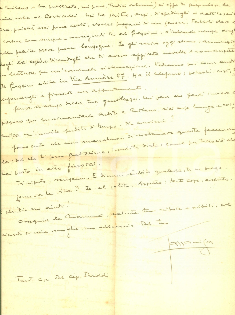 Autografo originale 1941 FIRENZE Rodolfo GAZZANIGA non riesce a pubblicare con la SONZOGNO Autografo 1