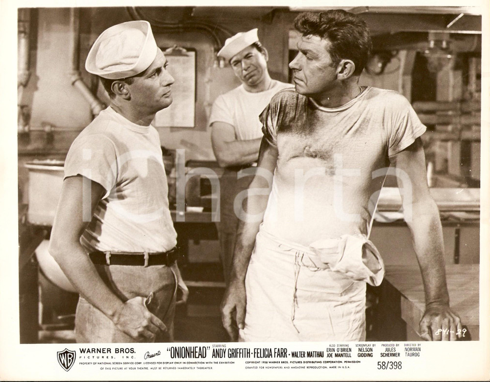 Fotografia d epoca originale 1958 ONIONHEAD Andy GRIFFITH Joey BISHOP Claude AKINS in cucina Foto di scena 1