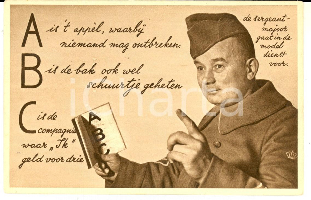 Cartolina originale da collezione 1915 WW1 NETHERLANDS De sergeantmajoor gaat in de model dienst voor Postcard 1