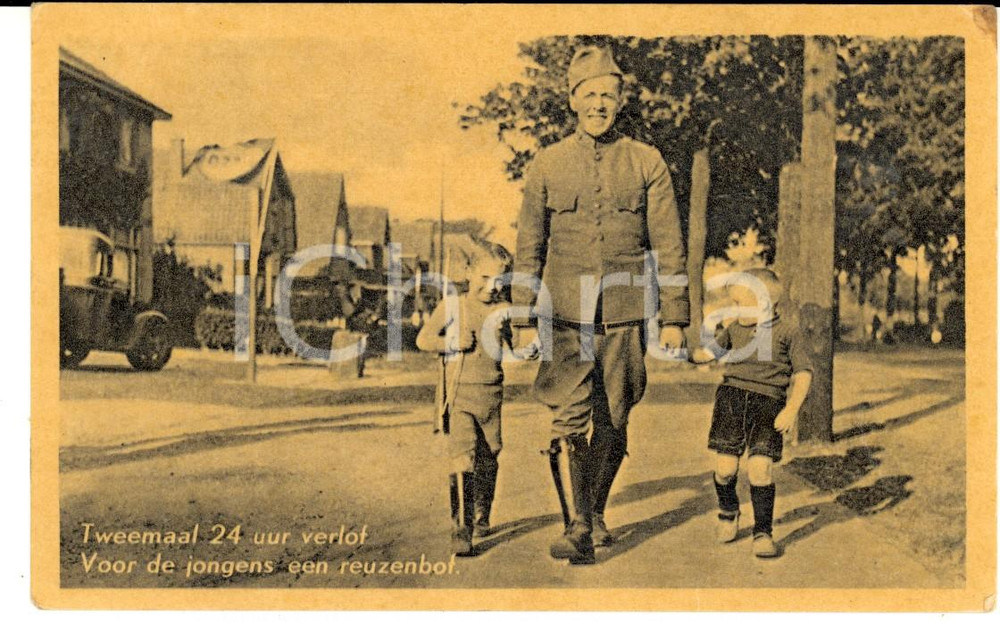 Cartolina originale da collezione 1915 NETHERLANDS Tweemaal 24 uur verlof voor de jongens een reuzenbof Postcard 1