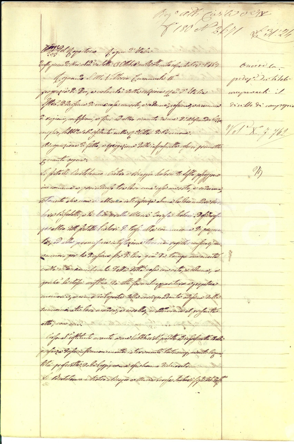 Documento originale, autentico 1867 SESTO CREMONESE Divisione ereditaria Bartolomeo, Pietro e Biagio SCOLARI 1