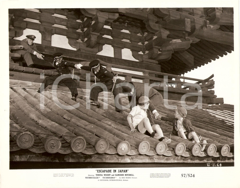 Fotografia d epoca originale 1957 ESCAPADE IN JAPAN Police saves Jon PROVOST Roger NAKAGAWA Arthur LUBIN Foto 1