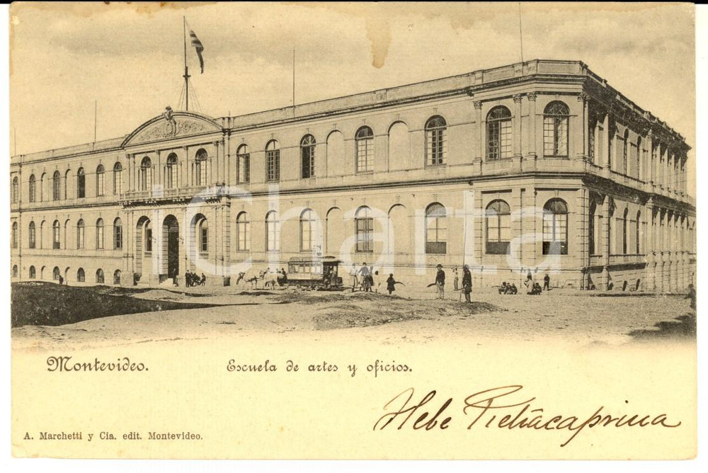Cartolina originale da collezione 1900 ca MONTEVIDEO URUGUAY Escuela de artes y oficios Tarjeta postal FP 1