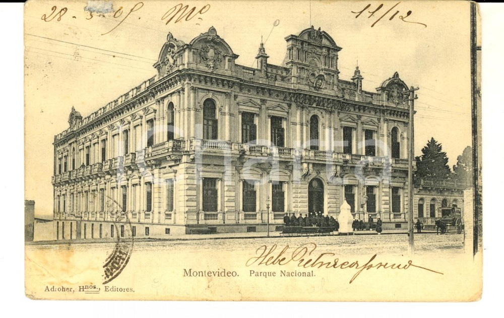 Cartolina originale da collezione 1905 MONTEVIDEO URUGUAY Parque nacional Cartolina FP VG 1