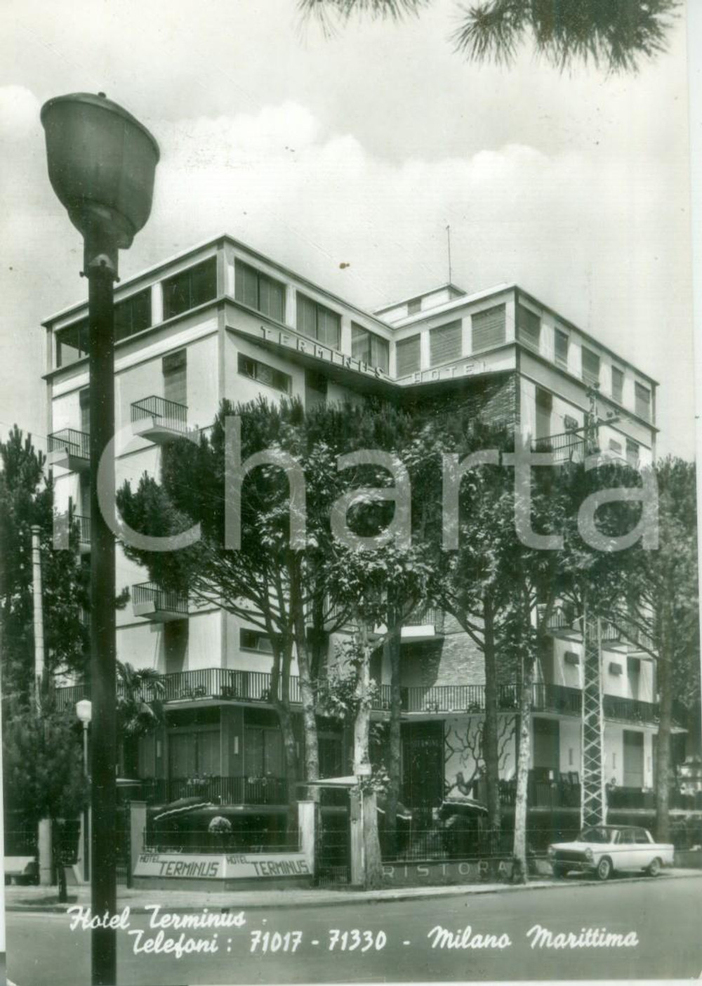 Cartolina originale da collezione 1962 MILANO MARITTIMA RA Veduta dell Hotel TERMINUS Cartolina FG VG 1