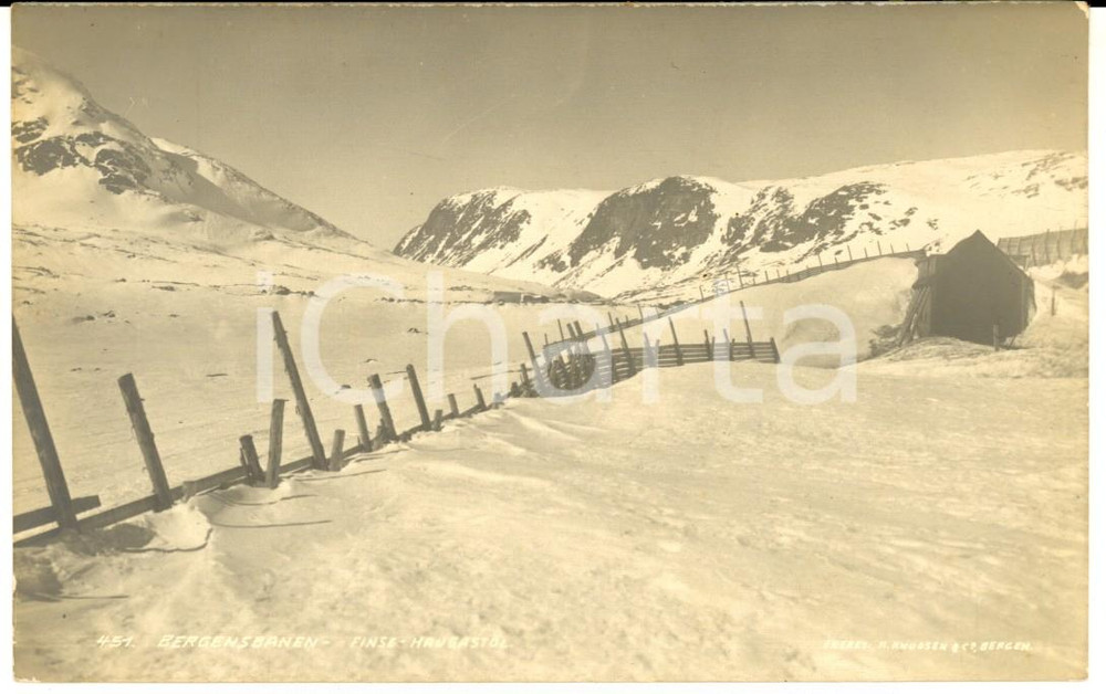 Cartolina originale da collezione 1910 ca BERGENSBANEN  HAUGASTOL NORGE Veduta innevata Cartolina postale 1