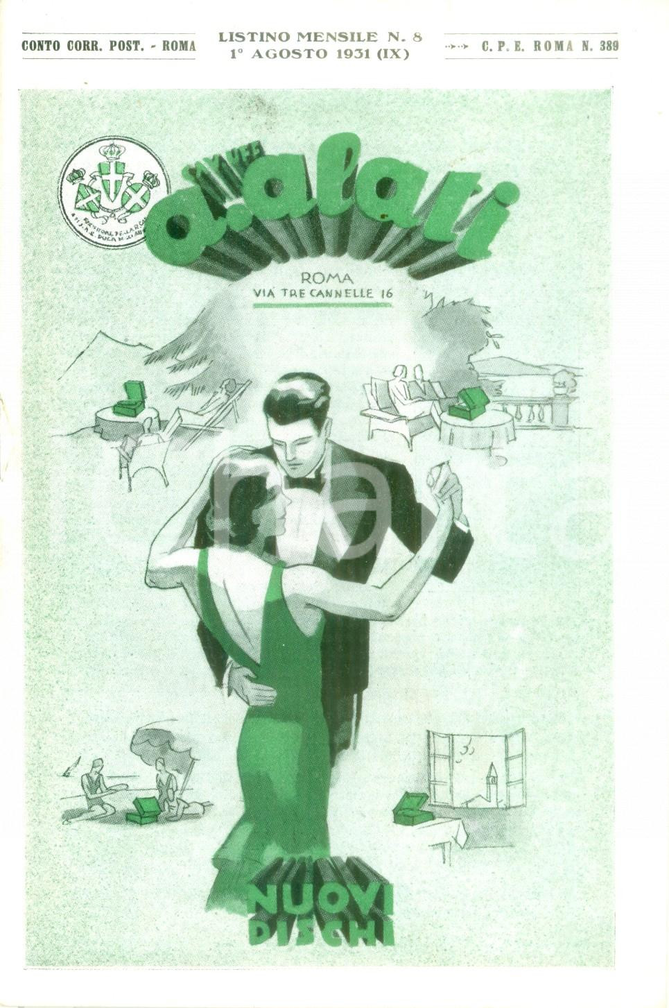 Materiale pubblicitario d’epoca Gennaio 1931 ROMA Ditta Cav. ALATI Il comico RIENTO Listino mensile ILLUSTRATO 1