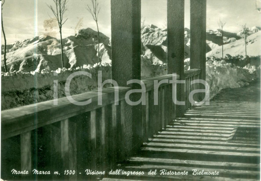 Cartolina originale da collezione 1957 PIATTO BI Ingresso del Ristorante BIELMONTE a Monte MARCA Cartolina FG VG 1