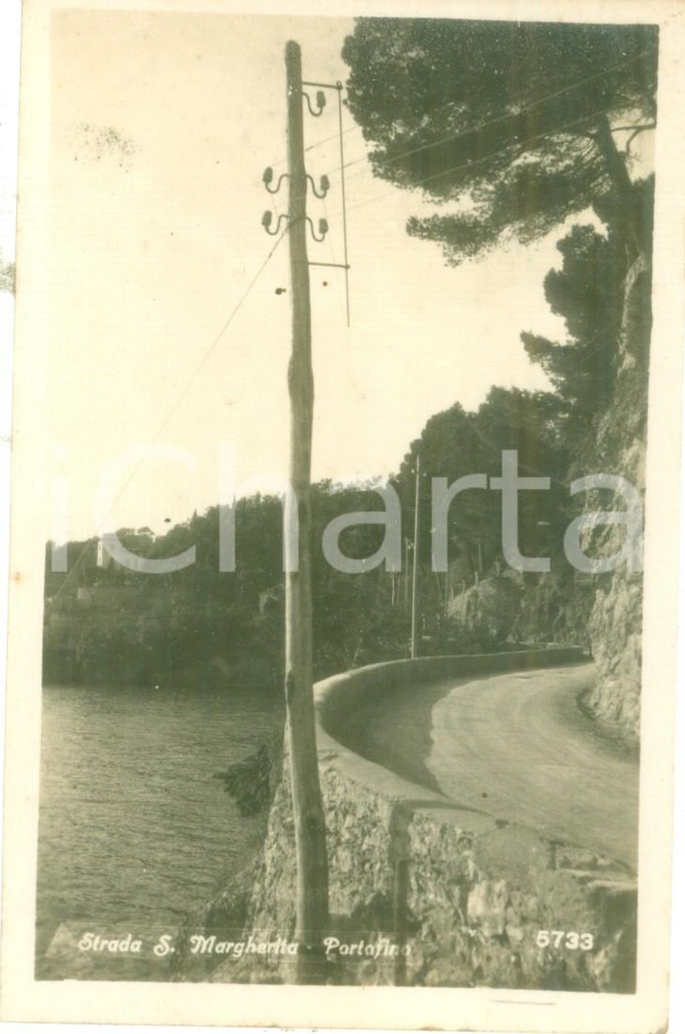 Cartolina originale da collezione 1940 PORTOFINO GE Strada per Santa Margherita Cartolina postale FP VG 1