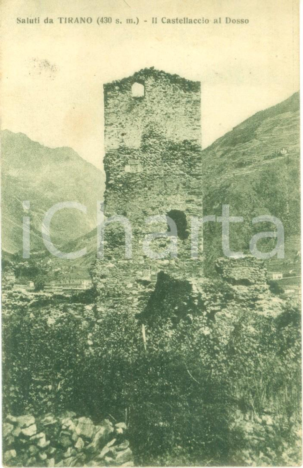 Cartolina originale da collezione 1929 TIRANO SO Il castellaccio al Dosso Cartolina FP VG 1