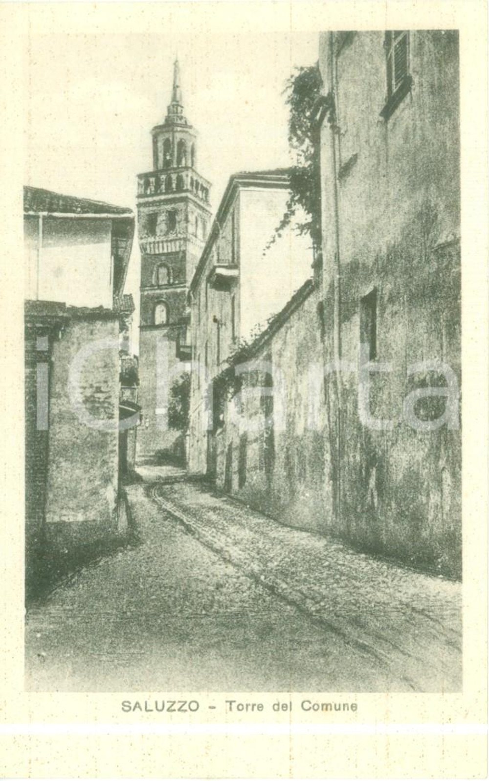 Cartolina originale da collezione 1943 SALUZZO CN Scorcio della Torre del Comune Cartolina FP NV 1