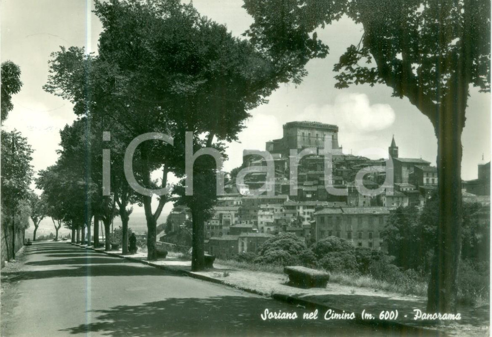 Cartolina originale da collezione 1962 SORIANO NEL CIMINO VT Panorama del paese dal viale Cartolina FG VG 1