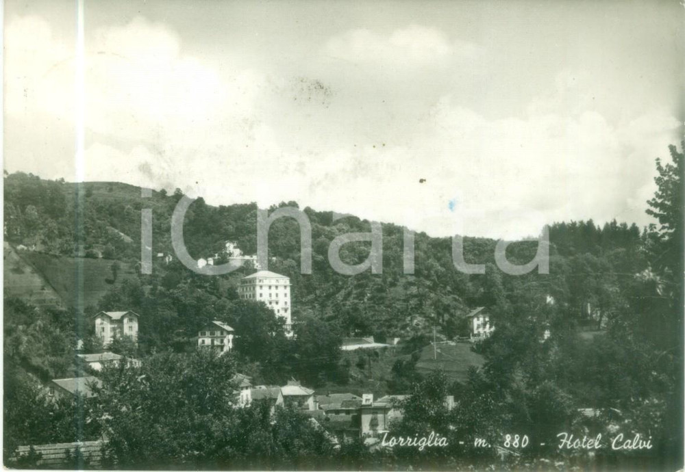 Cartolina originale da collezione 1953 TORRIGLIA GE Panorama con l Hotel CALVI Cartolina FG VG 1