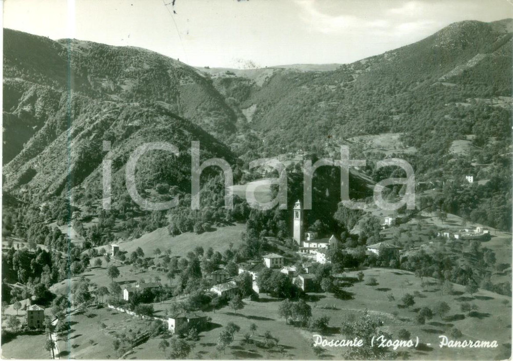 Cartolina originale da collezione 1955 ca ZOGNO BG Panorama della frazione POSCANTE Cartolina FG VG 1